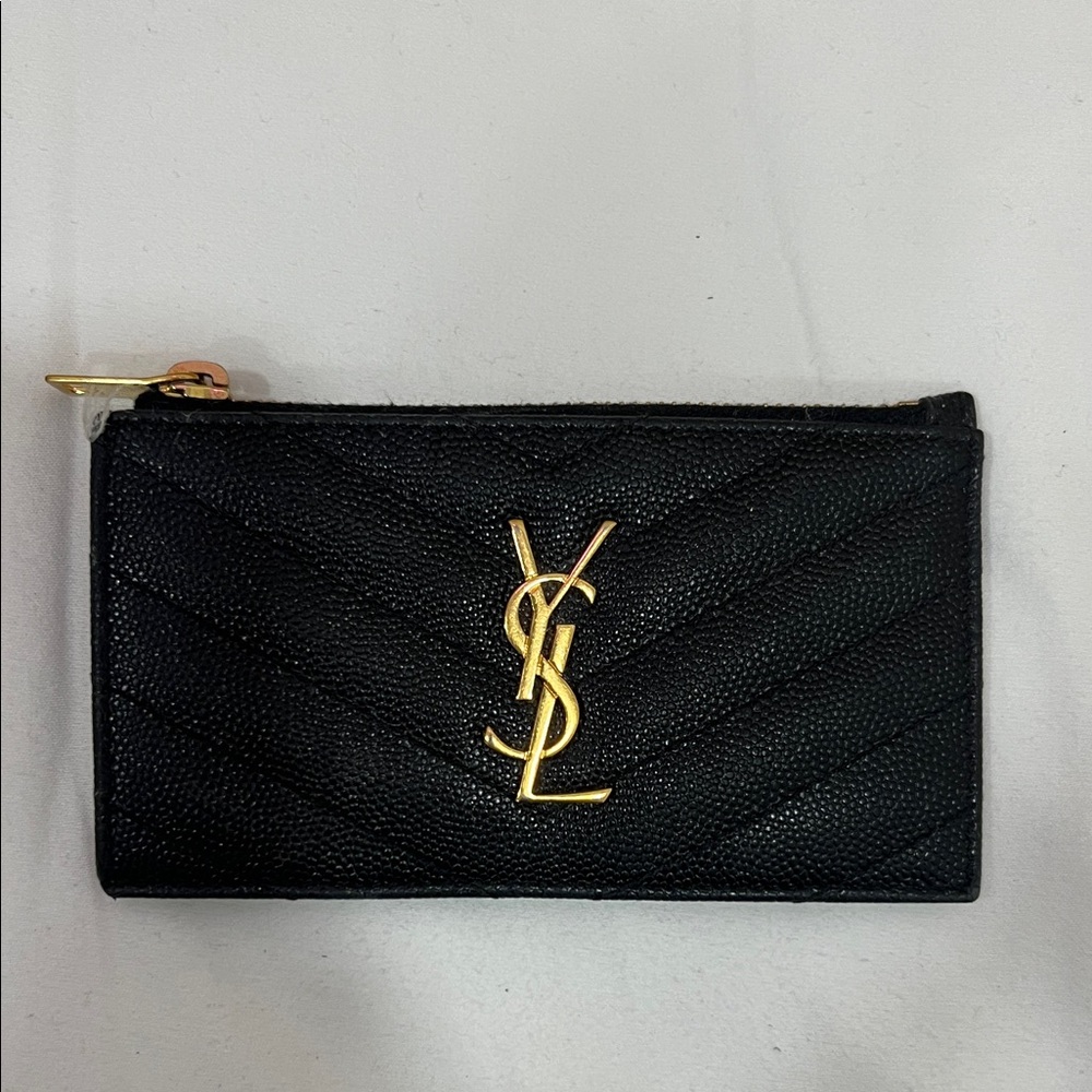 Saint Laurent Black Wallet with Gold Logo
